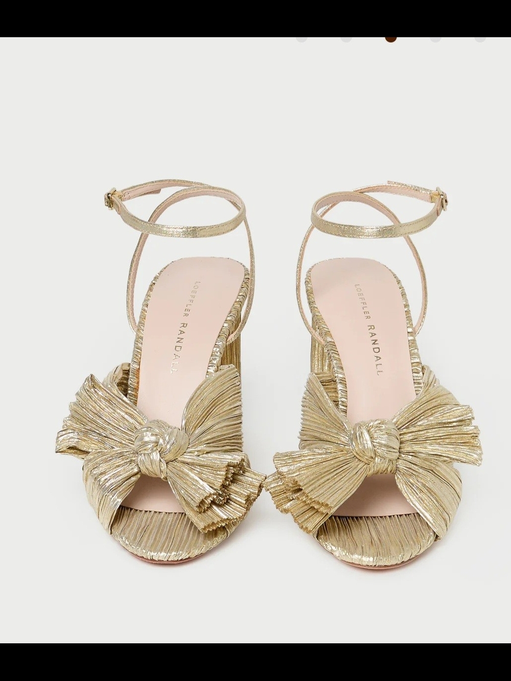 Metallic Gold Bow Ankle-Strap Sandals by Loeffler Randall Sz 8.5 NWOB